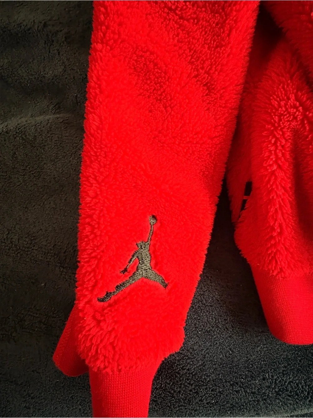 Fluffy Jordan Red 'Flight' Sherpa Pullover Hoodie